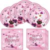 Halloween Party Tableware Decorations, Halloween Party Plates and Napkins, 20 Plates and 20 Napkins, Pink Halloween Ghost Party Decorations Pink Halloween Party Supplies
