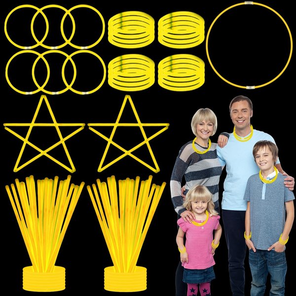 UURM 75 Glow Sticks Bracelets and Necklaces, 8'' Glowsticks Bulk Pack Bright Glow in the Dark Party Supplies for Kids (Yellow)