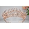 Rose Gold Crown for Women Cubic Zirconia Royal Queen Pageant Crowns Big Bridal Tiara Headband for Wedding Prom Quinceanera Birthday Party Costume