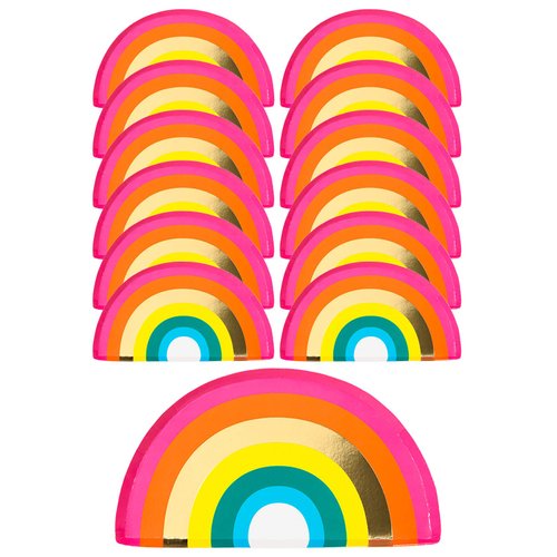 Talking Tables RAIN Happy Birthday Rainbow Shaped Plates Party Decorations, Pack of 12, Width 24c...