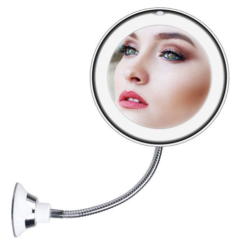 10x Magnifying Mirror with Light, Flexible Gooseneck Make up Mirror with Lights and Magnification...