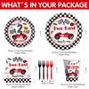 Suhelkit Race Car 2nd Birthday Party Decorations Tableware - Red Two Fast Birthday Decorations Party Supplies, Paper Plate, Cup, Napkin, Fork, Two Fast Two Curious Birthday Decorations Kids | Serve 24