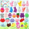 KINGYAO 28 Pack Easter Eggs with Mochi Squishy Toys Inside, Easter Basket Stuffers Egg Fillers Party Favors Gift for Kids Boys Girls Stress Relief Fidget Sensory Toys for Adults