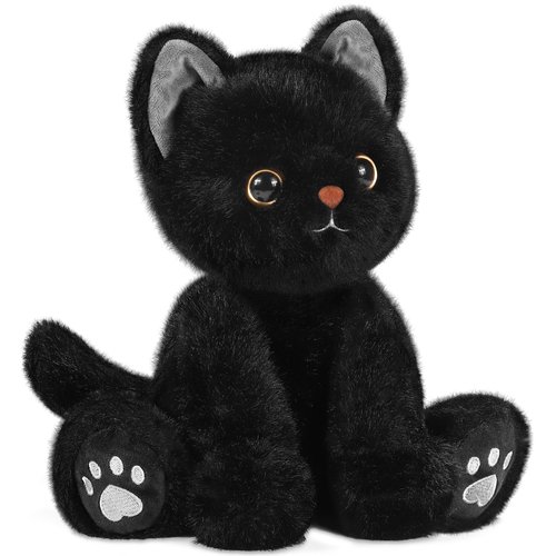 RUODON 14 Inch Black Cat Plush Toy Stuffed Animal Cat Toy with Bat Wings Stuffed Kitten Dolls Soft Animal Toys Birthday Gifts Halloween Decorations