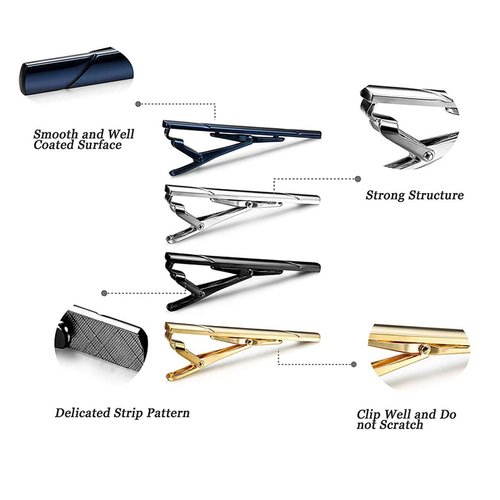 Minimalist Metal Tie Clips for Men Simple Tie Clip Bar Necktie Tie Bar Pinch Clasp Clip Clamp for Business Wedding Party Formal Occasions-Black