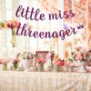 Maicaiffe Little Miss Threenager Banner - Girl's 3rd Birthday Party Decor - Three Years Old - Princess 3rd Birthday Party Decorations, Purple Glitter