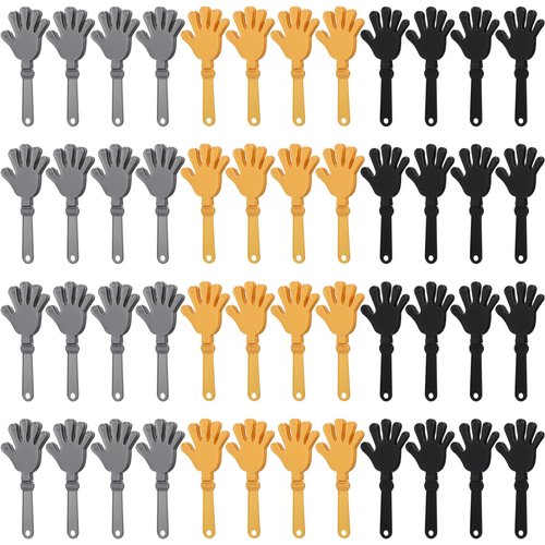 ZCYSRLQIN 48 Pcs Hand Clappers 7.5 Inch Clappers Noisemakers Noise Makers Party Favors Plastic Clapper Sporting Events Cheers Ball Dance Basketball Football Noisemakers(Gold,Silver,Black)