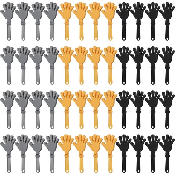 ZCYSRLQIN 48 Pcs Hand Clappers 7.5 Inch Clappers Noisemakers Noise Makers Party Favors Plastic Clapper Sporting Events Cheers Ball Dance Basketball Football Noisemakers(Gold,Silver,Black)