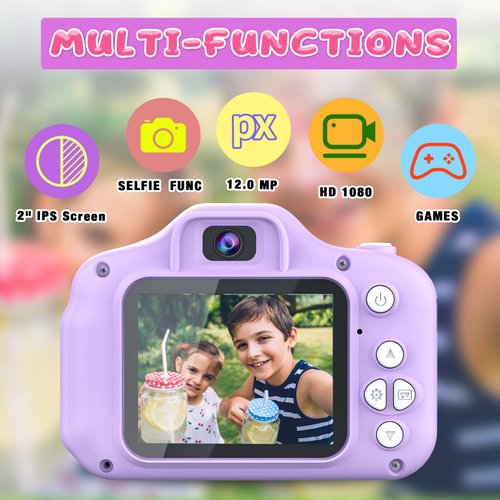 Dylanto Upgrade Kids Selfie Camera, Christmas Birthday Gifts for Girls&Boys Age 3-9, HD Digital Video Cameras for Toddler, Portable Toy for 3 4 5 6 7 8 Year Old Girls&Boys with 32GB SD Card (Purple