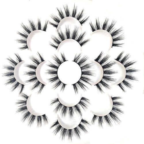 Sunniess 5D Volume False Eyelashes Faux Mink Soft Lashes Makeup Long Cross Handmade Reusable Fake Eyelashes