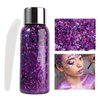 MAEPEOR Chunky Face Body Glitter Gel 19 Colors Mermaid Sequins Holographic Body Glitter Gel Long-Lasting Festival Makeup Glitter Paint for Face Body Hair Nails (30g, #006 Purple)