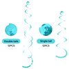 24 PCS Teal Hanging Swirl, Sparkle Ceiling Hanging Decorations, Plastic Streamer Party Decorations with Double-Swirls and Single-Swirls for Birthday Decorations, Graduation, Baby Shower