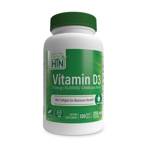 Health Thru Nutrition Vitamin D3 10,000 IU Non GMO 120 Mini Softgels (10000 iu cholecalciferol) S...