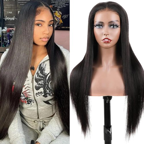 Wear and Go Glueless Wigs Human Hair Pre Plucked Pre Cut HD Lace 6x4 Straight Lace Front Wigs Human Hair Glueless Lace Closure Wigs 180% Density (18inch new, No Glue 6x4 Lace Wig Natural Black)