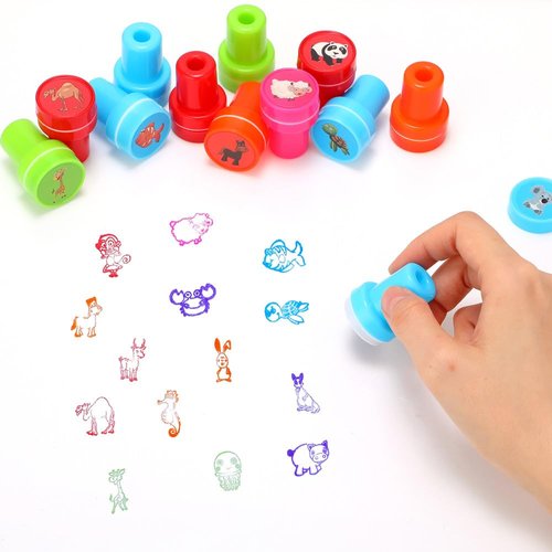 Animal Stamps for Kids, 26Pcs Self Inking Stamps Party Favors Zoo Farm Stampers Birthday Gift Party Supplies Goodie Bag Prizes Classroom Rewards Filler Arts and Crafts for Kids