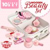 Dragon Drew Wooden Toy Beauty Set – 10 Piece Kit - Girls Salon Set with Makeup, Brush, Mirror and Cosmetics Case - 100% Natural Wood, Nontoxic Paint, Smooth Edges