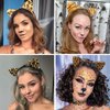 WOVOWOVO 6 Pieces Leopard Cat Ear Headband for Women Animal Ears Hairbands Cheetah Ears Headbands Halloween Cosplay Costume Theme Party Decorations for Kids Adults
