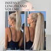 VAVANGA 28inch Long Ponytail Extension with Hair Tie, White Grey Yaki Straight Ponytail Thick Braiding Hair Ponytail Natural Fake Pony Tails Hairpiece for Women (#171/60)