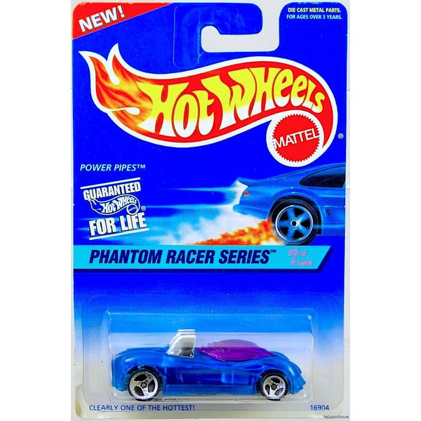 Mattel Hot Wheels 1997 Power Pipes Diecast Vehicle Collector #531 Phantom Racer Series 3 of 4 | Clear Blue Body Purple Tinted Windows Chrome Metal Car Base Synthetic Rubber 3 Spoke Wheels Model #16904