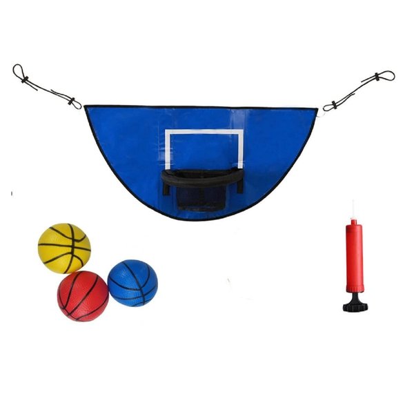 THAKSENY Trampoline Basketball Hoop with Pump and Mini Ball Easy to Assemble Sturdy for Dunk Fit (Blue)