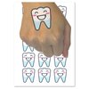 Happy Smiling Tooth Dentist Temporary Tattoo Water Resistant Fake Body Art Set Collection - 15 2" Tattoos (1 Sheet)
