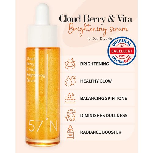 57N Cloud Berry & Vita Serum | Vegan Tone Correcting Face Serum with Vitamin C | Even Skin Tone, Improves Dull Complexion | All Skin Types 1.01 fl. oz