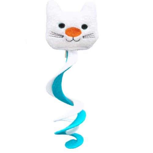 Crochet Kitty Furosty The Snow Cat Whirly Tail Cat Toy Designer Christmas Plush w/Organic Catnip USA Made