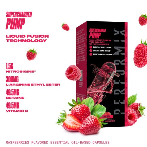 PERFORMIX Supercharged Pump - Nitrosigine® and Betaine Pre-Workout Supplement - Muscle Pump Accelerator - Endurance and Strength Booster (80 Capsules)