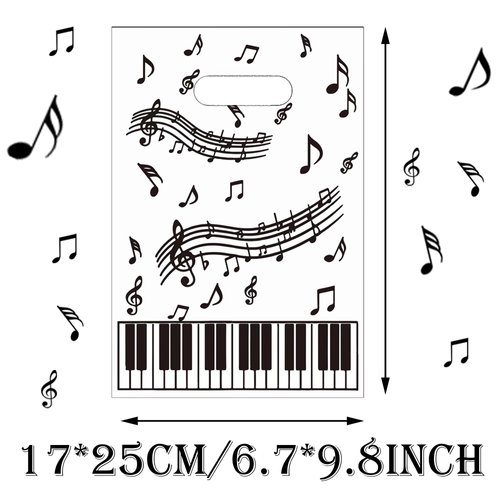 CupaPlay 50PCS Piano Notes Party Decorations Goodie Favor Plastic Bags Piano Notes Theme Party Supplies Decorations Music Birthday Baby Shower Birthday Bag
