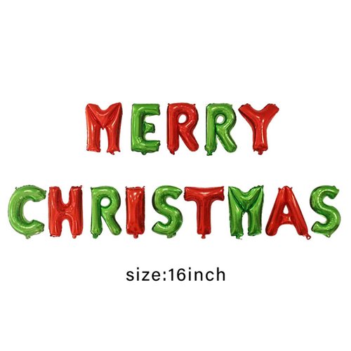 Soochat Merry Christmas Balloons, Christmas Letter Aluminum Foil Balloons Banner - Xmas Party Supplies Decorations Home Party Decor