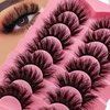 Cat-Eye Lashes Flu-ffy Mink Lashes 20mm Fox Eye Long False Eyelashes 3D Volume Curly Dramatic Fake Eyelashes Thick Full Lashes 7 Pairs Pack(XE05)