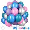 Pink Blue Purple Balloons, 12 Inchs Blue Pink Metallic Silver Cartoon Theme Balloons for Kids Birthday Hawaii Tropical Party Supplies Video Gaming Baby Shower Party Decorations