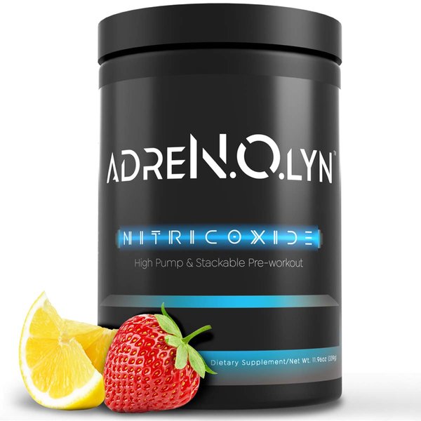 BLACKMARKET AdreNOlyn Stim Free Pre Workout - Caffeine Free Flavored Powdered Drink Mix for Men & Women, Nitric Oxide Booster, Non Stimulant (Strawberry Lemonade, 25 Servings)