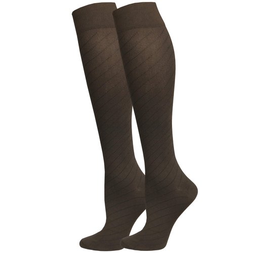NuVein 15-20 mmHg Travel Compression Socks for Women & Men to Reduce Swelling, Knee High, Closed Toe, Brown, Small