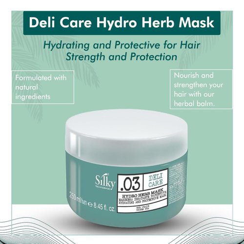 Silky Technobasic .03 Hydro Herb Hair Mask-Organic Hair Mask for Dry Hair-Hydrating Hair Mask with Green Tea Extracts for Hair Repair, Strength and Shine-Cruelty Free Hair Mask for Frizzy Hair 250ml