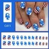 Independence Day Press on Nails Short Star False Nails 4th of July Glue on Nails American Flag Glossy Five-pointed Star Design Fake Nails Natural Fit Stick on Nails Acrylic Artificial Nails for Women