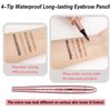 3D Eyebrow Pencil, 4 Tip Microblading Eyebrow Pencil, 24 Hours Smudge Proof Brow Pen, Brow Pen Makeup Natural Fine Stroke, Waterproof Eyebrow Pencil for Women (Dark Brown) - 1 Pack