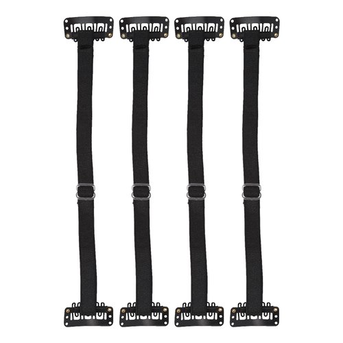 Face Lift Band, Easy to Operate Wrinkle Removal Belt, 4 Pieces Reusable with Hair Clip for Face Shaping (Black)