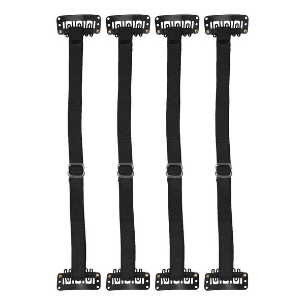 Face Lift Band, Easy to Operate Wrinkle Removal Belt, 4 Pieces Reusable with Hair Clip for Face Shaping (Black)