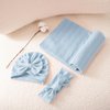6 Pack 33.5" X 35.5" Baby Receiving Blanket with Matching Headband and Beanie Set Baby Swaddle Blankets for Newborn Boys Girls. (Coffee+Blue)
