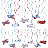 LINGTEER Kids Airplane Birthday Swirls Streamers - 29 Pcs Taking Flight Aviator Theme Birthday Party Decorations.[Pre-Strung]