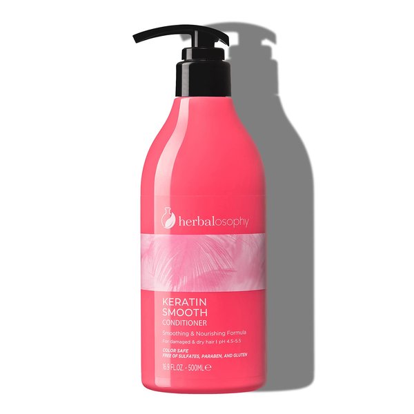 16.9 Fl Oz Keratin Conditioner, Smoothing, Nourishing & Moisturizing Formula for Damaged and Dry Hair, Extra Strength Hydrate & Repair for Color Treated Hair, Anti Frizz, Free of Sulfate, Parabens and Gluten