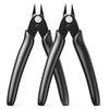 BOENFU Flush Cutters Precision Nippers Tool Sprue Cutter Jewelry Wire Cutters 5 Inch Small Wire Cutter for 3d Print, Plastic Models, Jewelry Making, Electronics, Black, 2-PCS