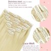 Hair Extensions Clip in Bleach Blonde Hair Extensions Real Human Hair 18inch 110g 7pcs Double Weft 12A Natural Hair Straight Thick Hair Extensions