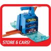 Hot Wheels Toy Car Track Set, Display Launcher & 2 1:64 Scale Vehicles, Visible Storage for 6 Cars Toy Cars, Connects to Track
