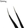 Rolabling 2pcs Elbow & Straight Black Nail Tweezers Rhinestone Picker Manicure Nail Art Tool (Set-1)