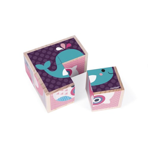 Janod Baby Forest My First 4 Blocks Baby Animals Wooden Puzzle Set - Ages 12 Months+ - J08001