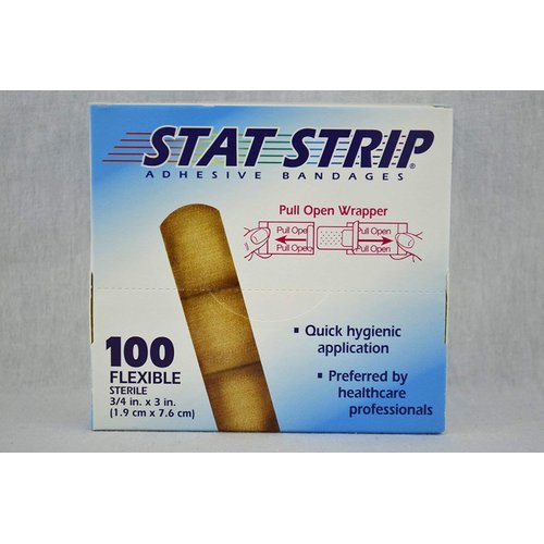 Aso LLC STAT STRIP ADHESIVE BANDAGES - Fabric, 3/4" x 3" - Model DER 15210 - Box of 100