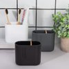 Toothbrush Holders Bamboo Electric Toothbrush Holder Bathroom Storage Organizer Countertop for Toothpaste, Floss, Razor, White