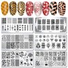 WOKOTO 6Pcs Nail Art Stamping Plates Kit Geometry Animal Flower Image Templates Stamping Nail Art Tools Nail Stamp Plates Stencils for Women Nail Art Plates